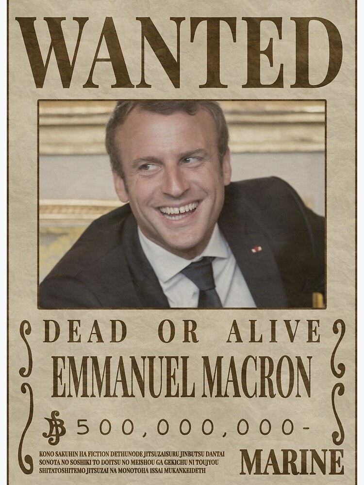 Macron One Piece Wanted Wanted Art Board Print By Designmeplease Redbubble