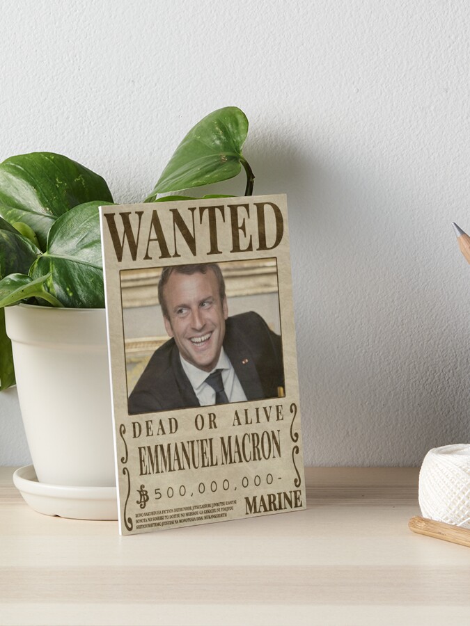 Macron One Piece Wanted Wanted Art Board Print By Designmeplease Redbubble