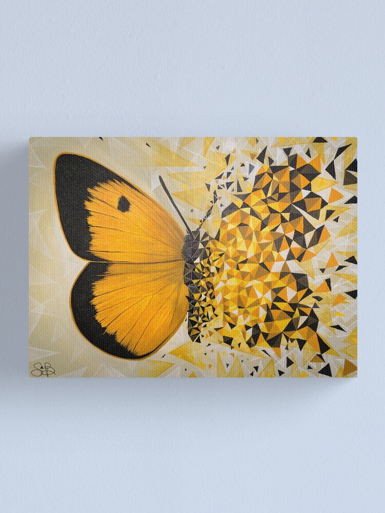 Alternate view of Yellow butterfly geometric explosion Canvas Print