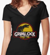 Grimlock (Jurassic Park) Women's Fitted V-Neck T-Shirt