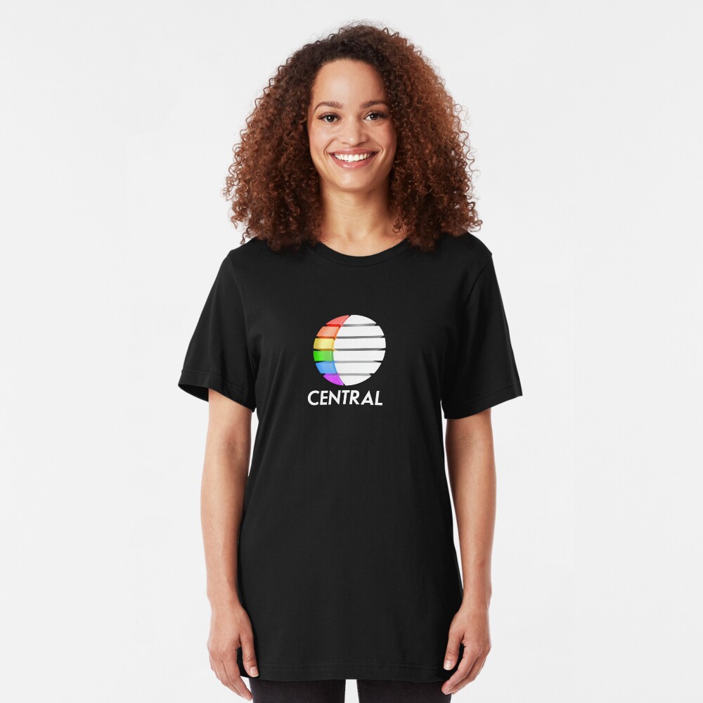 Central TV television 1980s retro logo 3D render Slim Fit T-Shirt