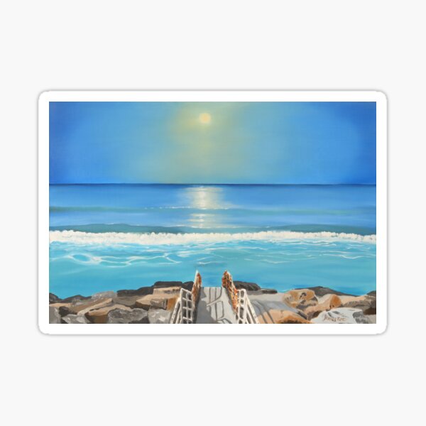 Oil painting of a Beautiful Seascape in Aberavon Sticker