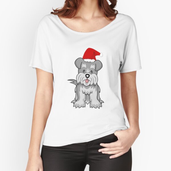 Christmas Schnauzer hat merry lover santa puppy dog terrier ratter snauzer schnauser xmas Navidad holiday funny gift Santa Relaxed Fit T-Shirt