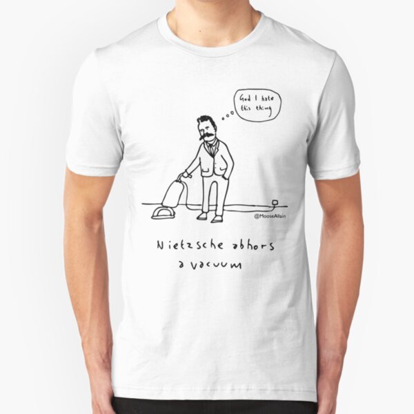 Nietzsche abhors a vacuum - black print Slim Fit T-Shirt