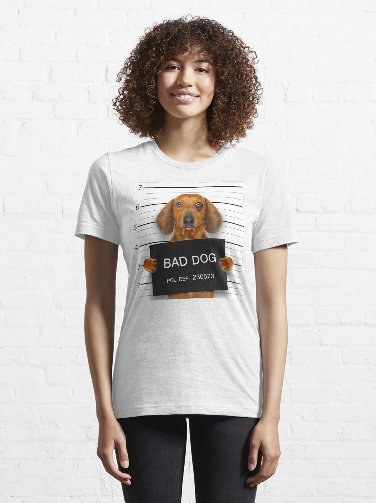 Alternate view of Funny Dachshund Mugshot Essential T-Shirt