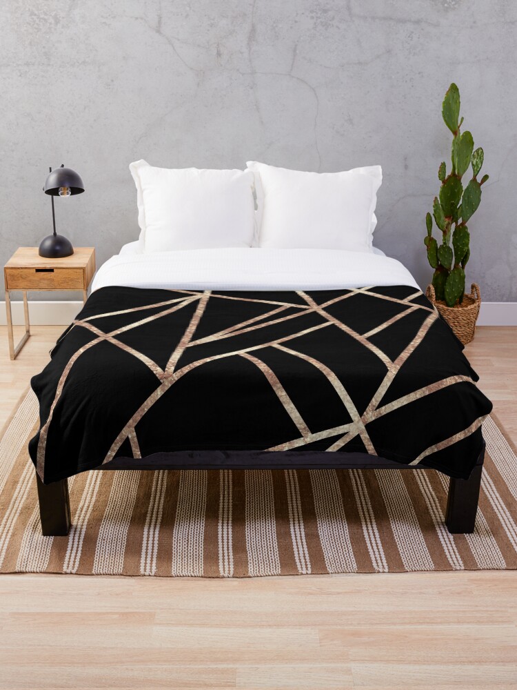 Black and discount gold bed throw