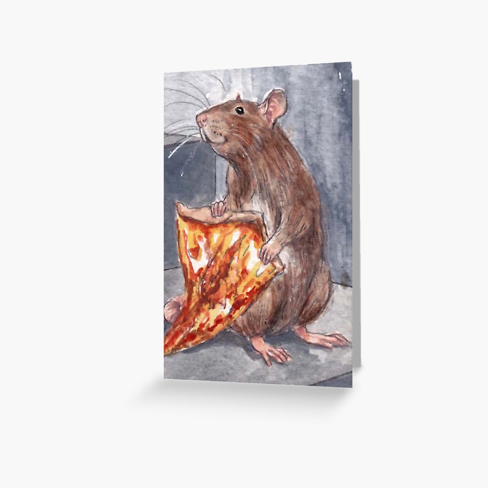 Pizza Rat Greeting Card By Drusillak Redbubble   Papergc,500x,w,f8f8f8 Pad,1000x1000,f8f8f8.u2 