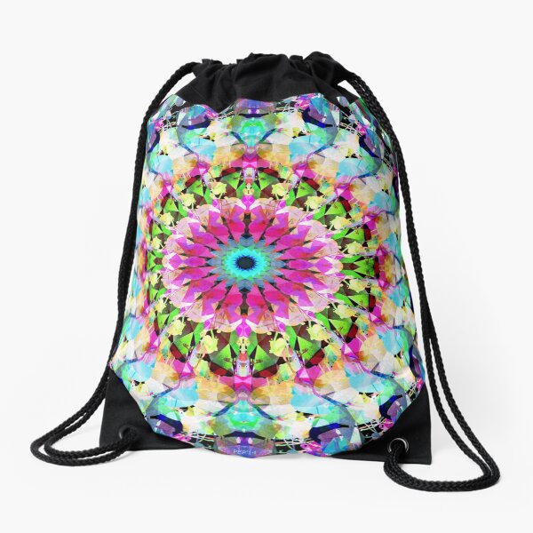 Mixed Media Mandala 8 Drawstring Bag