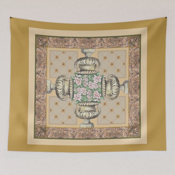 Item preview, Geranium Urns Scarf designed and sold by Digressions, Diversions, Delusions.