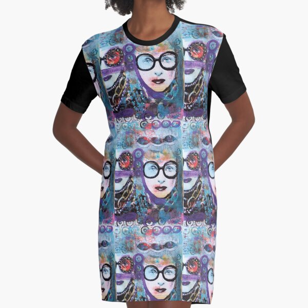 Iris Apfel original art by Jacqueline Myers-Cho Graphic T-Shirt Dress
