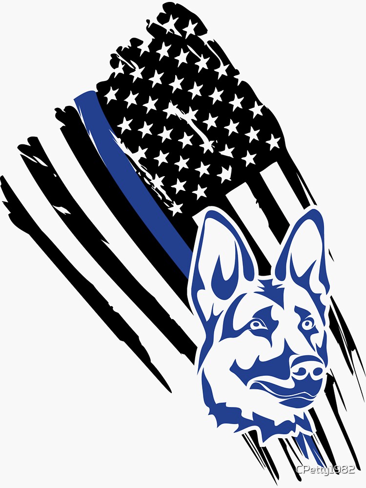 "K9 Thin Blue Line American Flag" Sticker for Sale by CPetty1982