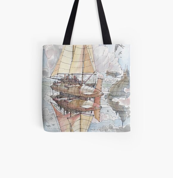 Il Veliero Volante e la Citta' Mongolfiera All Over Print Tote Bag