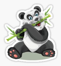Pegatina Panda comiendo Bambus