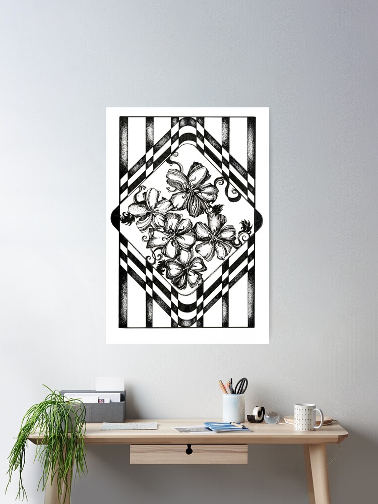 Thumbnail 1 of 3, Poster, Flower Sanctuary, Ink Drawing designed and sold by Danielle Scott.