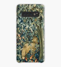 GREENERY, FOREST ANIMALS Pheasant and Fox Blue Green Floral Tapestry Case/Skin for Samsung Galaxy