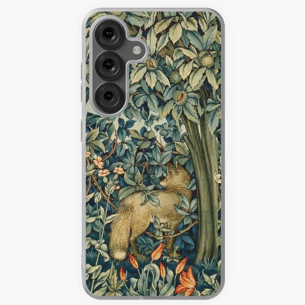 Item preview, GREENERY, FOREST ANIMALS Pheasant and Fox Blue Green Floral Tapestry designed and sold by BulganLumini.