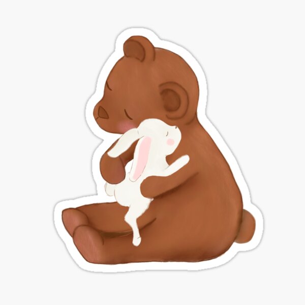 Teddy bear and bunny rabbit Sticker