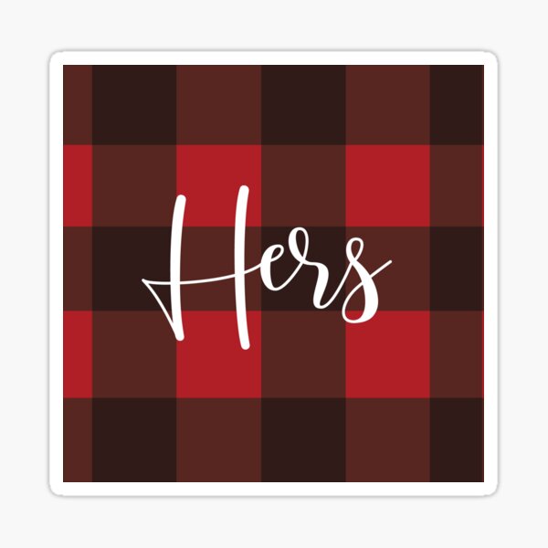 Hers Red and Black Plaid Pattern Sticker