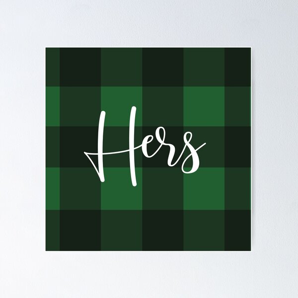 Hers Green and Black Plaid Pattern Poster