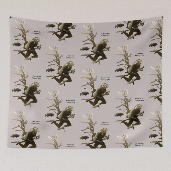 Item preview, Underwater Scene with Vintage Diver and Camera URM designed and sold by urmaddad.