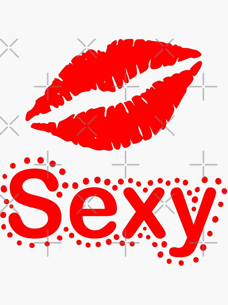 Sexy Word Saying With Dots And Lips Red Sticker For Sale By