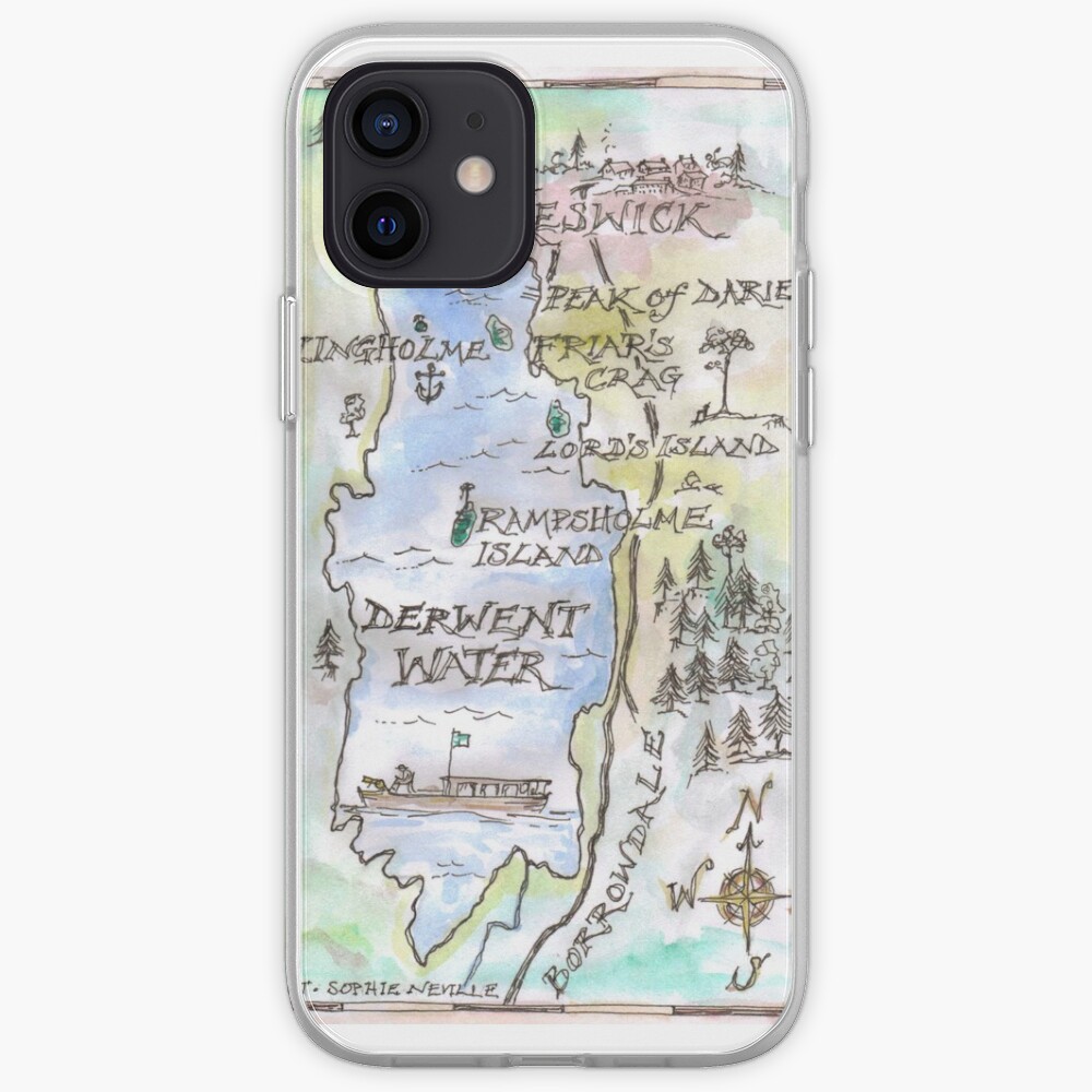 Swallows and Amazons map of Derwentwater by Sophie Neville - iPhone Case & Cover