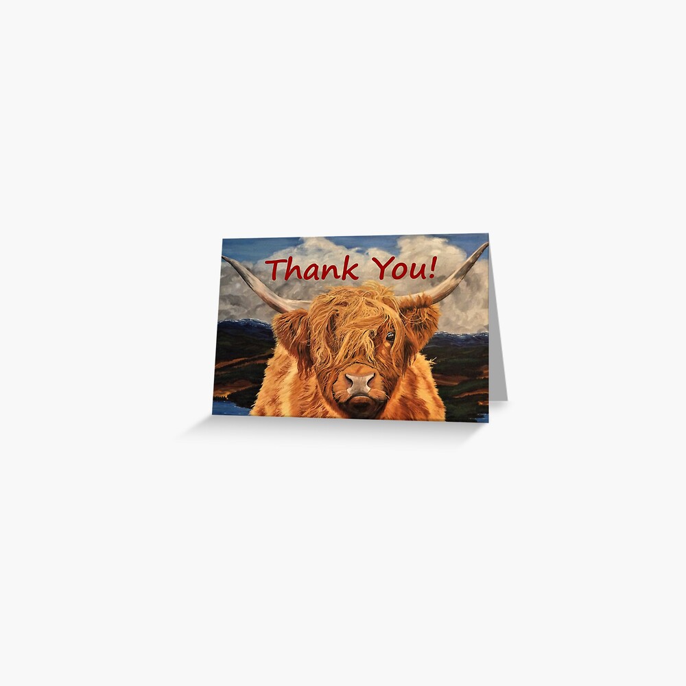 Highland Cow - Thank You Card Greeting Card
