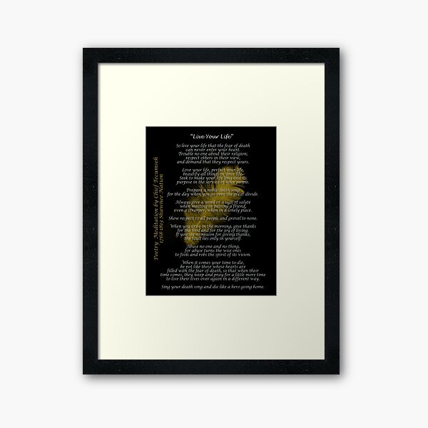 "Live Your Life" Golden feather by Chief Tecumseh Framed Art Print
