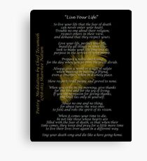 "Live Your Life" Golden feather by Chief Tecumseh Canvas Print