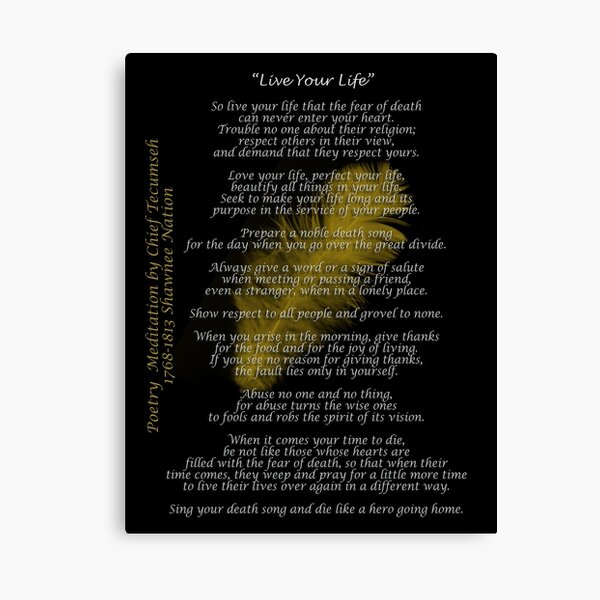 "Live Your Life" Golden feather by Chief Tecumseh Canvas Print