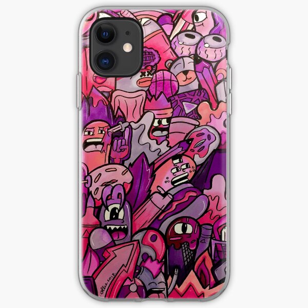 purple and pink colour combo doodle! iPhone Soft Case