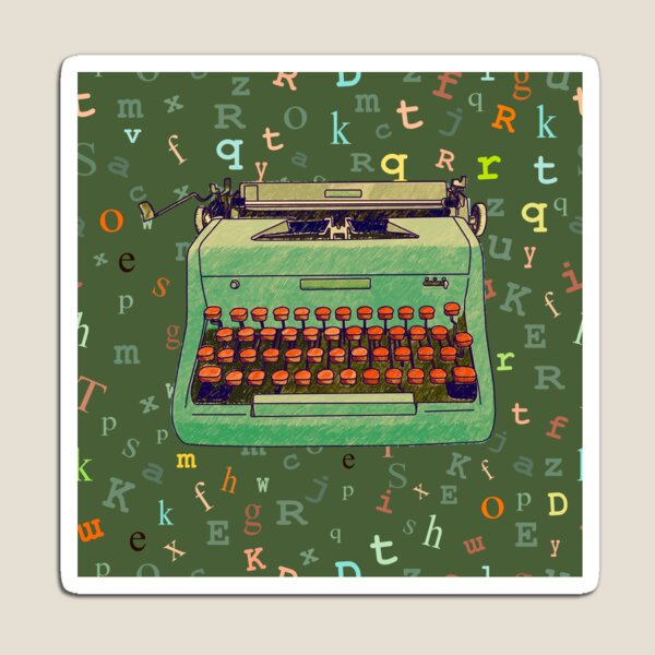 Hand Drawn Typewriter Seamless Design Magnet