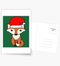 Cool Red Fox Wearing Santa Hat Postcards