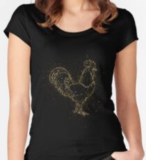 Rooster cock tap golden ornament Gold Women's Fitted Scoop T-Shirt