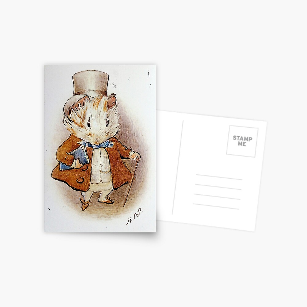 Modern Postcard Dapper Guinea Pig Gentleman w/ Top Hat & Cane Beatrix Potter 
