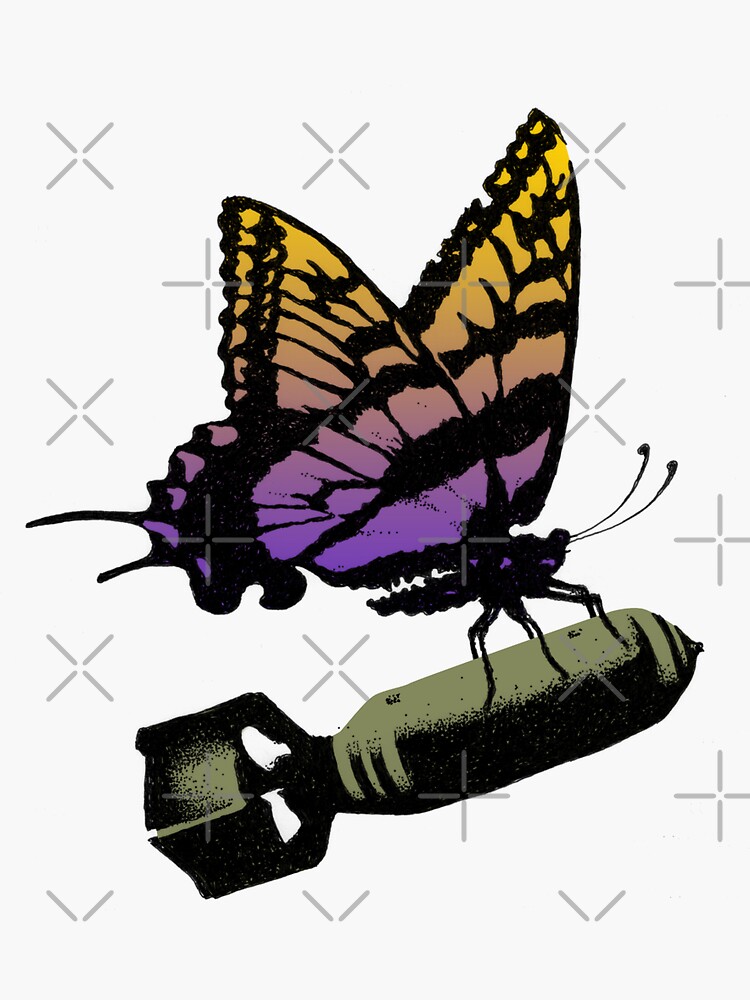 "Butterfly Bomb" Sticker by CatLauncher Redbubble