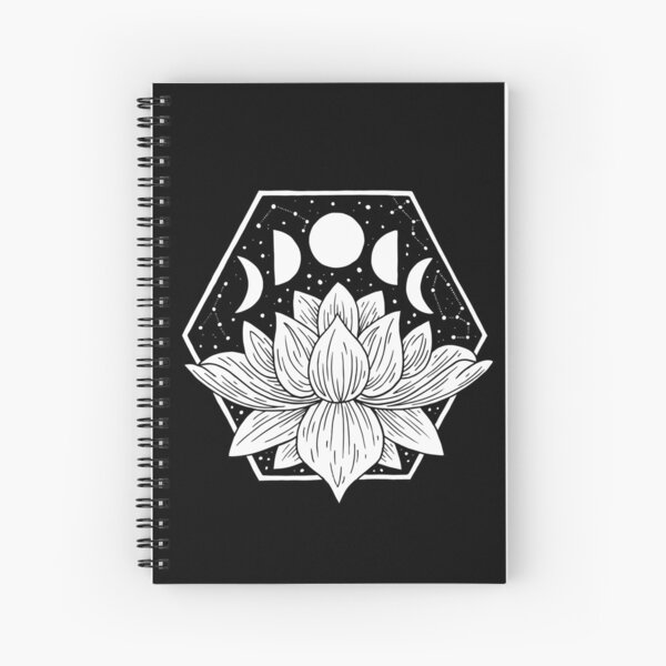 Moonlight Lotus Flower - Geometric Illustration Spiral Notebook