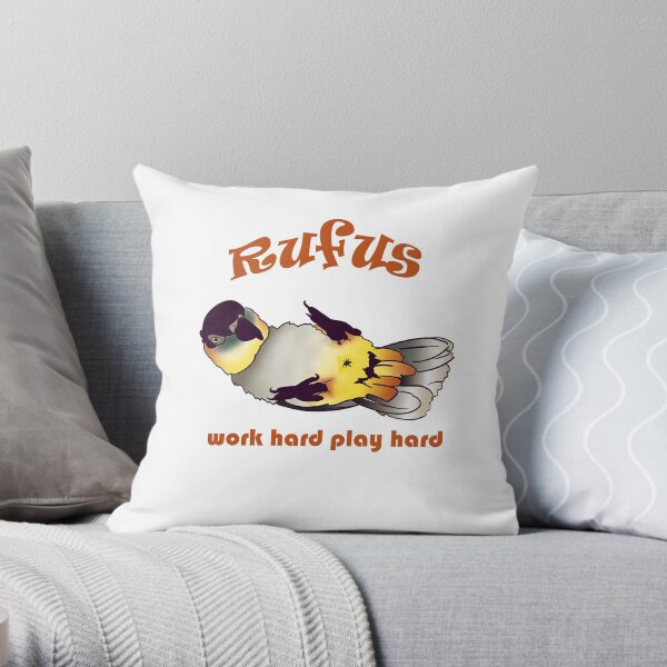 Rufus Caïque Work Hard Play Hard Throw Pillow