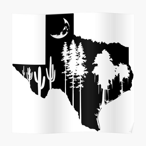 "Texas Moon Forest Silhouette" Poster for Sale by ViktorCraft Redbubble