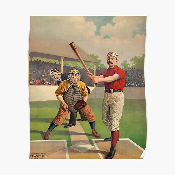 Awaiting The Pitch - Vintage Color Baseball Print - 1895 Painting