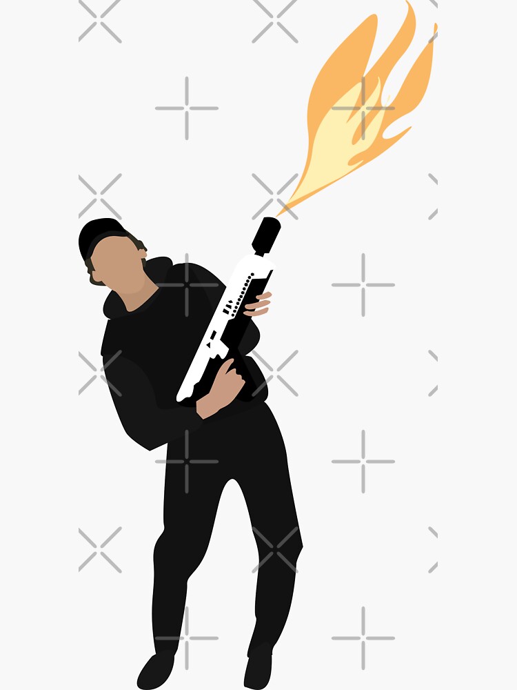 david-dobrik-flamethrower-sticker-for-sale-by-natjpark-redbubble