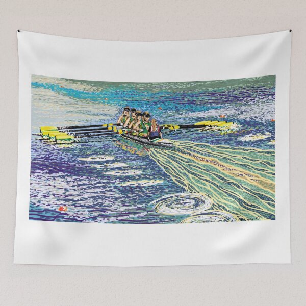 Item preview, Rowing Regatta. The junior 14 girls in a quad sculling to the win. designed and sold by Stephen Coppock.