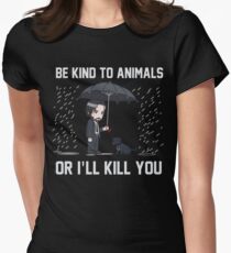 Camiseta entallada Sé amable con los animales o te mataré Camisa Mecha