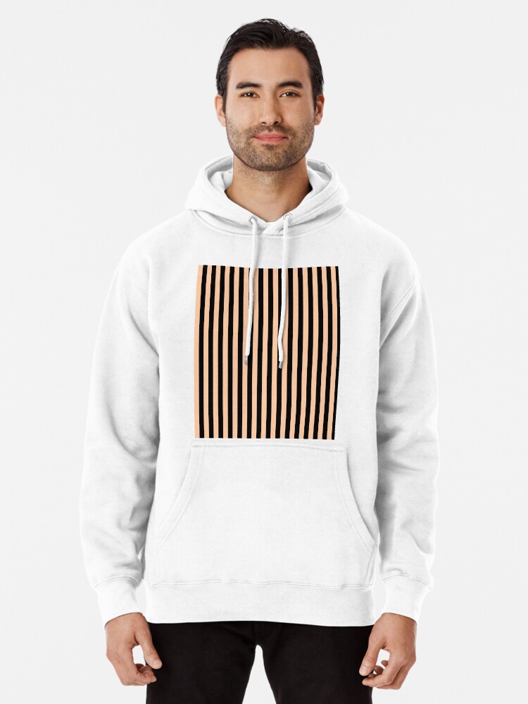 Deep Peach Orange and Black Vertical Stripes | Pullover Hoodie