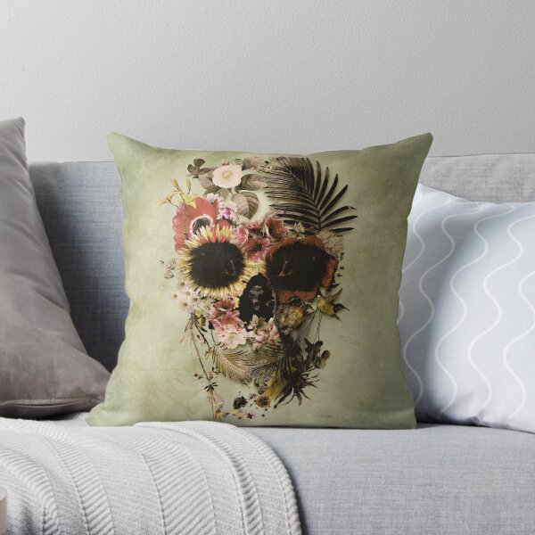Garden Skull Light Throw Pillow