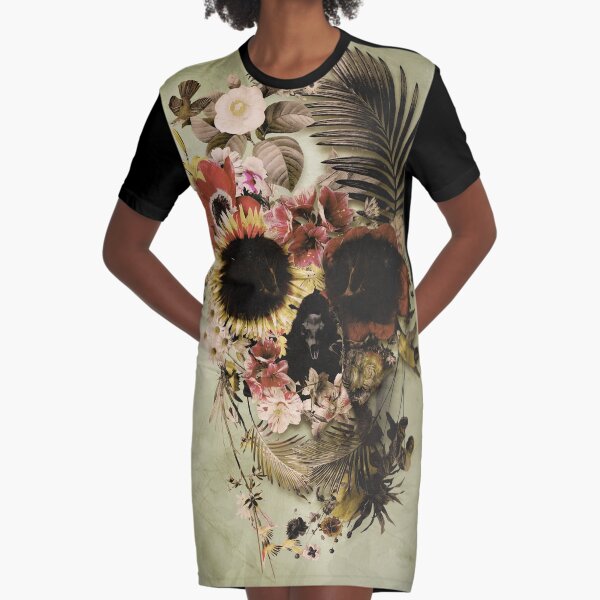 Garden Skull Light Graphic T-Shirt Dress