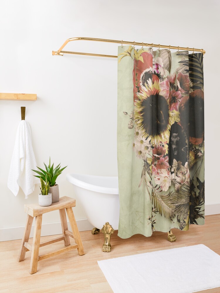 Alternate view of Garden Skull Light Shower Curtain