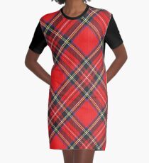 Königlicher Stewart-Tartan-Druck T-Shirt Kleid