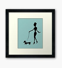 Flaunting The Pooch (teal) - Dachshund Sausage Dog Framed Print