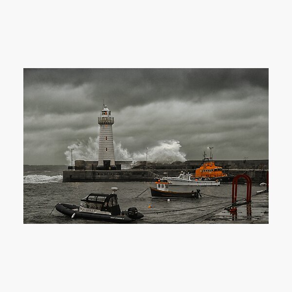 Item preview, Donaghadee Lighthouse - Rushing Waves designed and sold by TomSmithPhotos.